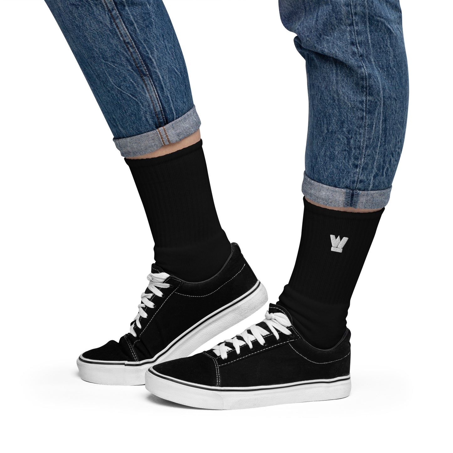 Embroidered black socks